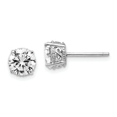 Cheryl M Sterling Silver Rhodium-plated Brilliant-cut CZ 6.5mm Stud Post Earrings