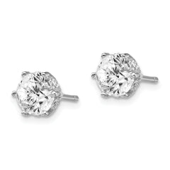 Cheryl M Sterling Silver Rhodium-plated Brilliant-cut 6.5mm CZ Post Stud Earrings