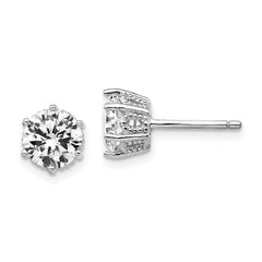 Cheryl M Sterling Silver Rhodium-plated Brilliant-cut 6.5mm CZ Post Stud Earrings