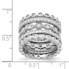 Cheryl M Sterling Silver Rhodium-plated Brilliant-cut CZ 5 Piece Eternity Ring Set