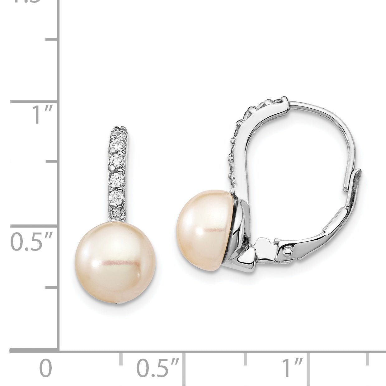 **Cheryl M Sterling Silver Pearl & CZ Leverback Earrings  Elegant Gift-Ready Design**