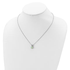 Cheryl M Sterling Silver Rhodium-plated Cabochon Lab Created Opal and Brilliant-cut CZ Split Bail 18 Inch Necklace