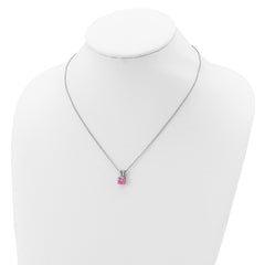 Cheryl M Sterling Silver Rhodium-plated Pink and White Brilliant-cut CZ Split Bail 18 Inch Necklace