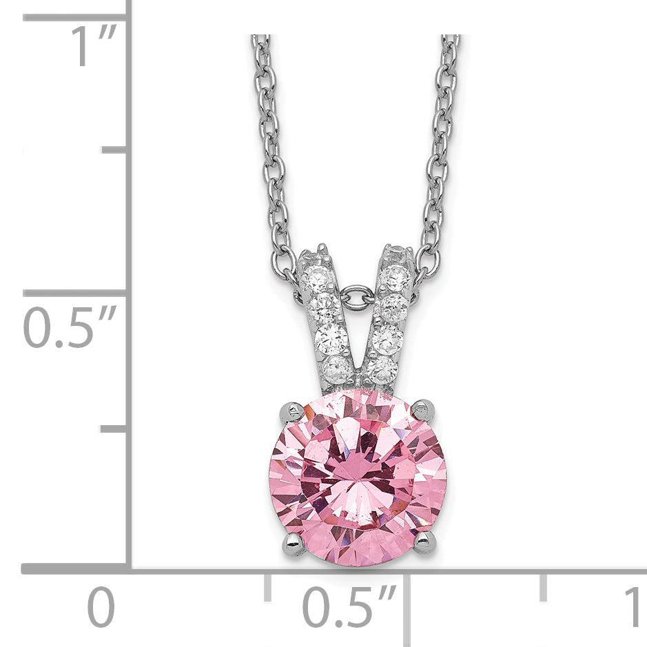 Cheryl M Sterling Silver Rhodium-plated Pink and White Brilliant-cut CZ Split Bail 18 Inch Necklace