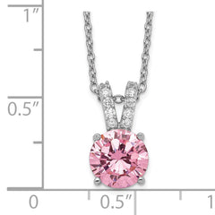 Cheryl M Sterling Silver Rhodium-plated Pink and White Brilliant-cut CZ Split Bail 18 Inch Necklace