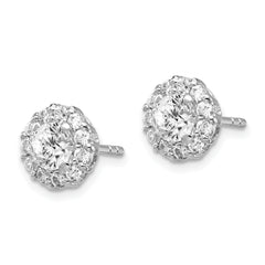 Cheryl Sterling Silver CZ Halo Earrings with Rhodium Plating Elegant Gift-Ready Design