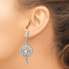 Cheryl 925 Sterling Silver Rhodium-Plated CZ Chandelier Dangle Earrings Elegant Gift-Ready Design