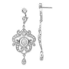 Cheryl M Sterling Silver Rhodium-plated Brilliant-cut Bezel CZ Fancy Chandelier Post Dangle Earrings