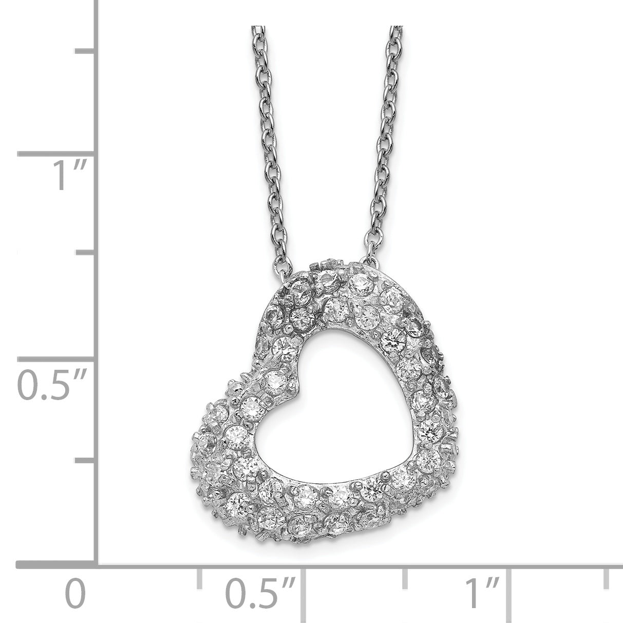 Cheryl M Sterling Silver CZ Heart Necklace