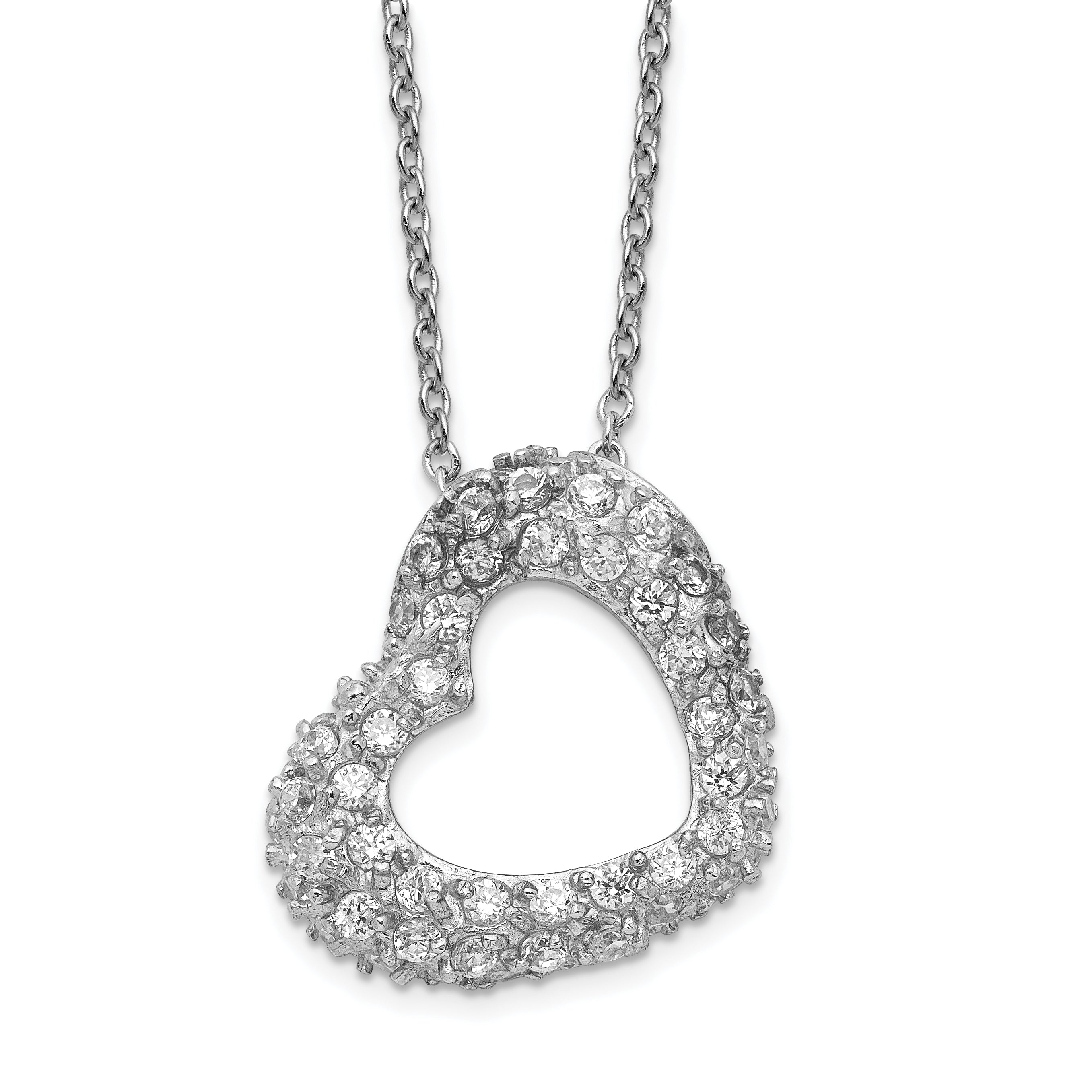 Cheryl M Sterling Silver CZ Heart Necklace