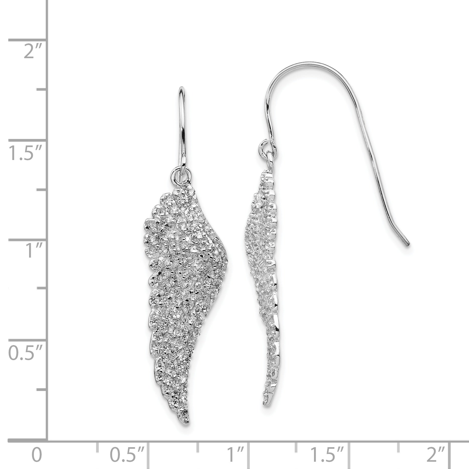 Cheryl Sterling Silver Rhodium-Plated CZ Angel Wing Dangle Earrings Gift Ready