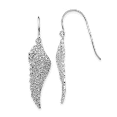 Cheryl M Sterling Silver Rhodium-plated Brilliant-cut CZ Angel Wing Shepherd Hook Dangle Earrings