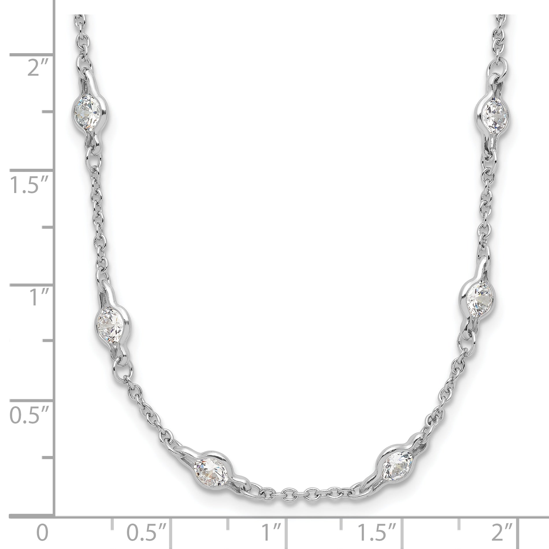 Cheryl M Sterling Silver Rhodium-plated Brilliant-cut Round CZ 42 Station 36 Inch Necklace