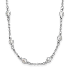 Cheryl M Sterling Silver Rhodium-plated Brilliant-cut Round CZ 42 Station 36 Inch Necklace