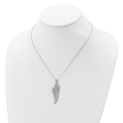 Cheryl M Sterling Silver Rhodium-plated Brilliant-cut CZ Angel Wing 18 Inch Necklace