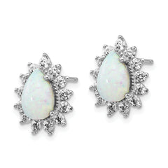 Cheryl Sterling Silver Teardrop Halo Earrings with Opal & CZ Stone