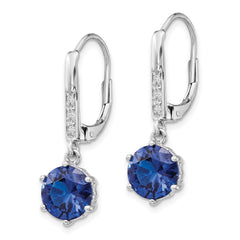 Sterling Silver Blue Spinel & White CZ Dangle Earrings, Rhodium-Plated, Gift-Ready