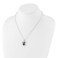 Cheryl M Sterling Silver Black CZ Owl Necklace