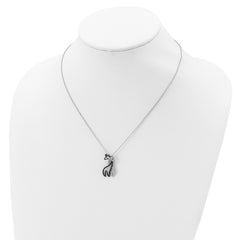 Cheryl M Sterling Silver Rhodium-plated with Black Rhodium Accent Brilliant-cut Black Green and White CZ Giraffes 18 Inch Necklace