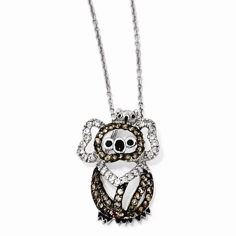 Cheryl Sterling Silver Koala Necklace with CZ & Enamel Charm