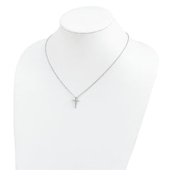 Cheryl M Sterling Silver Rhodium-plated Brilliant-cut CZ Cross 18 Inch Necklace