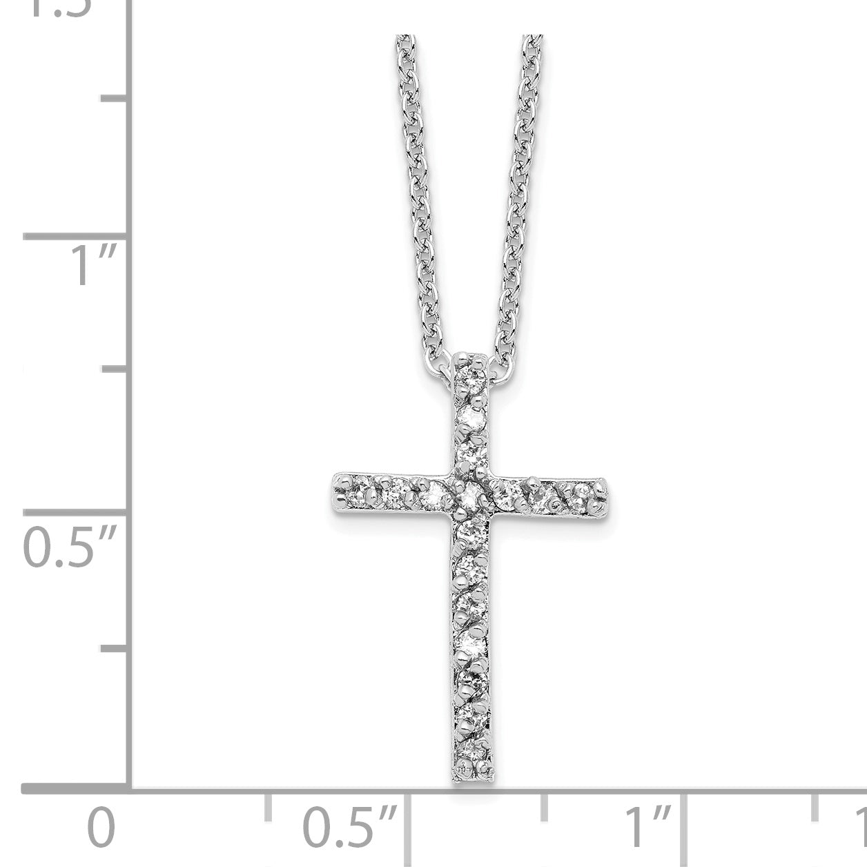 Cheryl M Sterling Silver Rhodium-plated Brilliant-cut CZ Cross 18 Inch Necklace