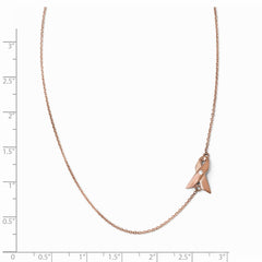 Cheryl M Sterling Silver Rose Gold-Plated Aware Ribbon CZ 1in ext. Necklace