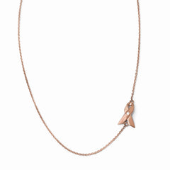 Cheryl Sterling Silver 18" Rose Gold-Plated Ribbon Necklace with CZ Elegance