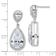 Cheryl 925 Sterling Silver Rhodium-Plated Pear & Round CZ Dangle Earrings