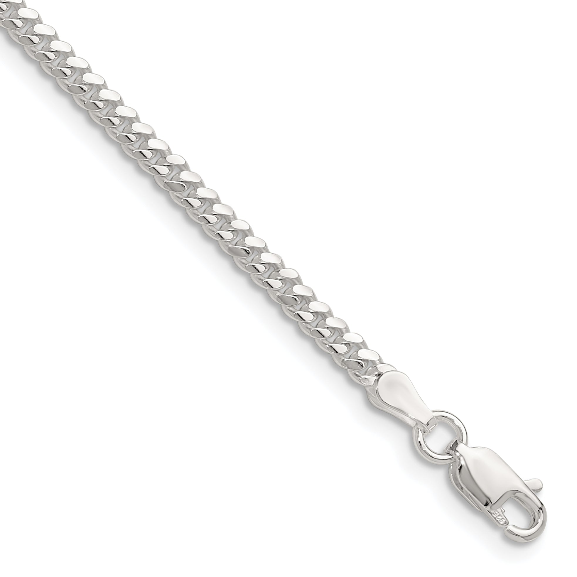 Sterling Silver Polished 2.9mm Domed Curb Chain