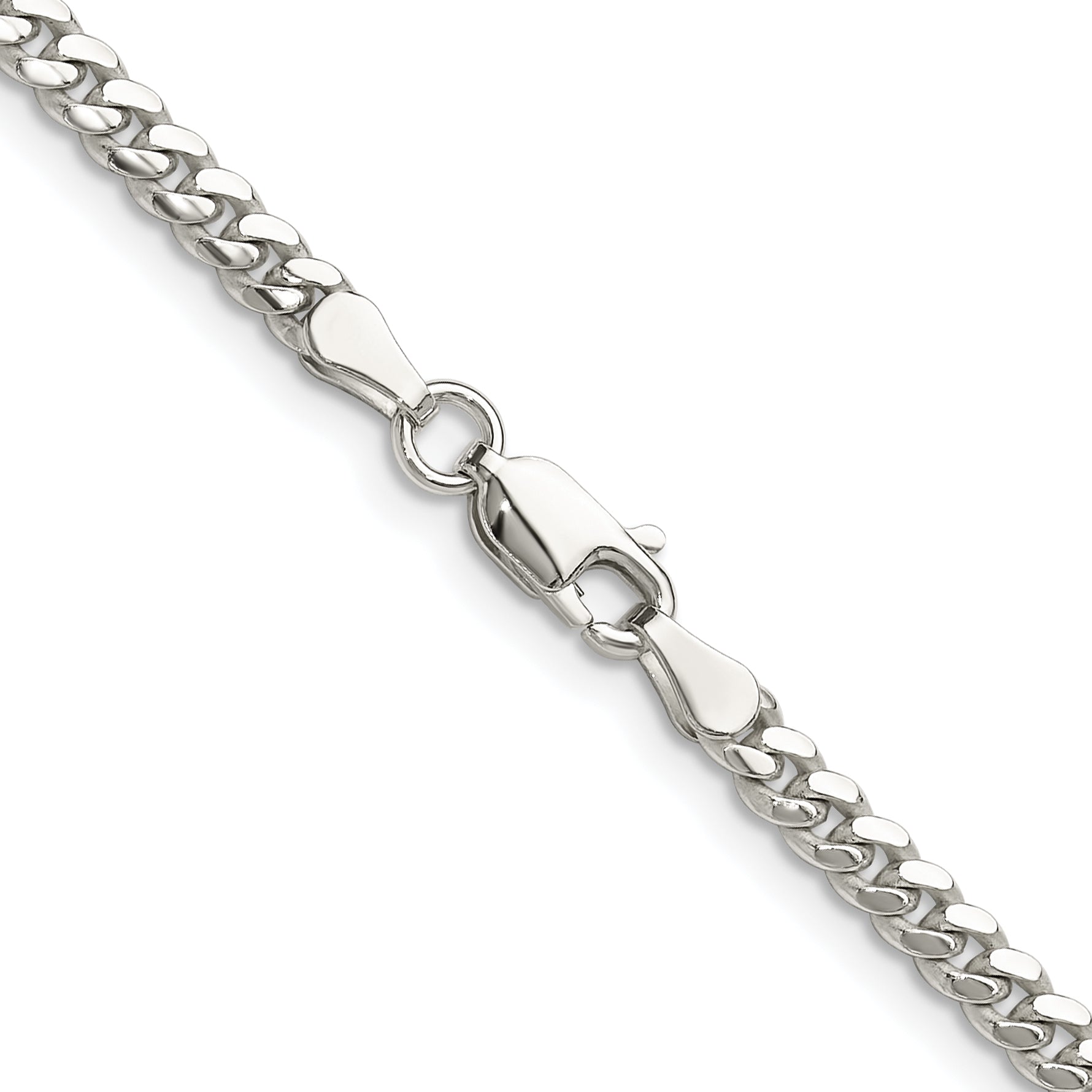 Sterling Silver Polished 3.4mm Domed Curb Chain