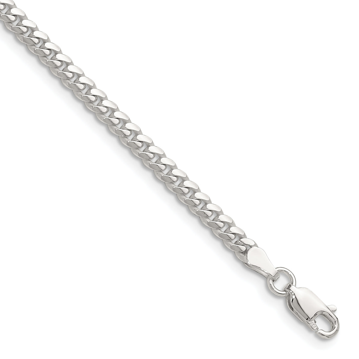 Sterling Silver Polished 3.4mm Domed Curb Chain