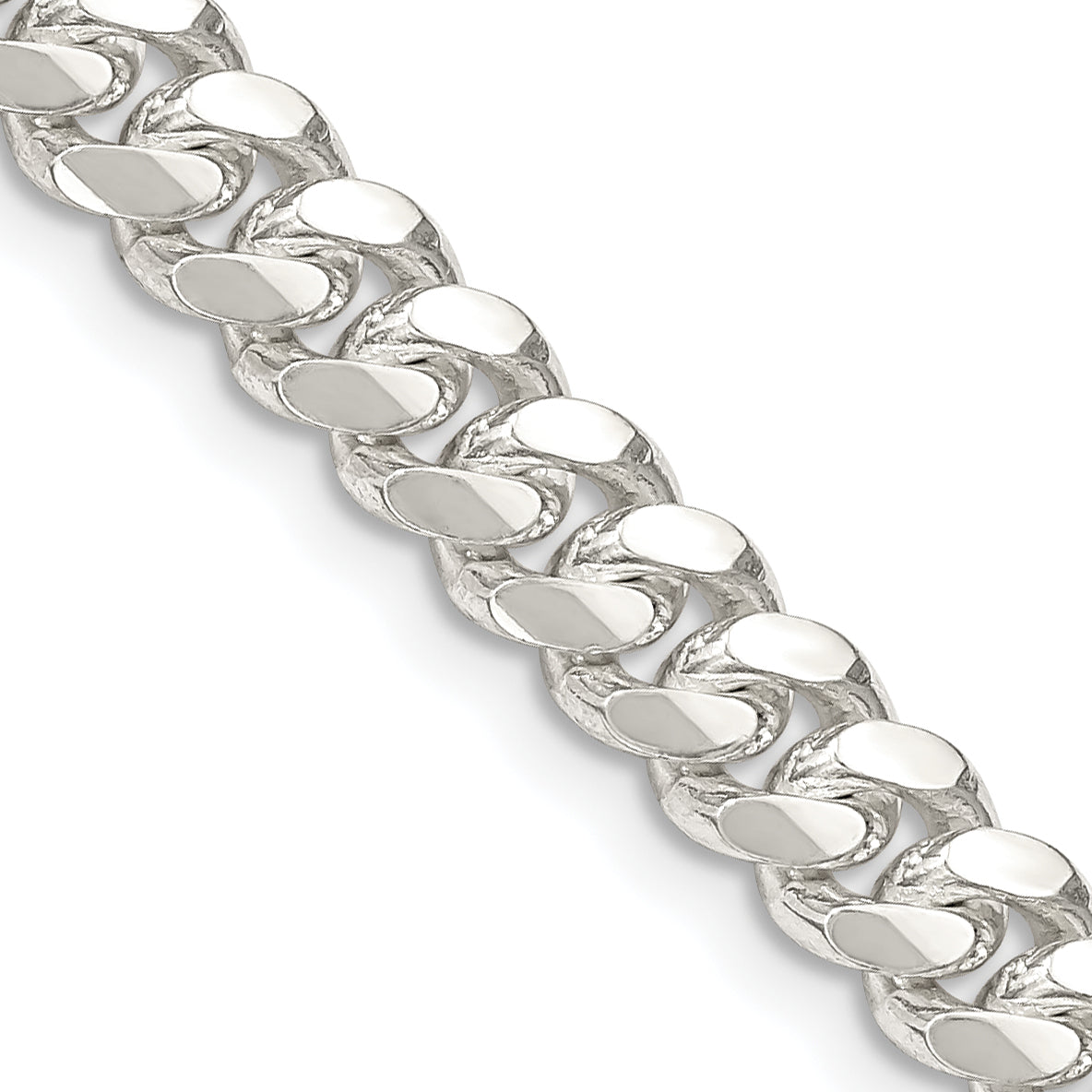 Sterling Silver 6.4mm Polished Domed Curb Chain