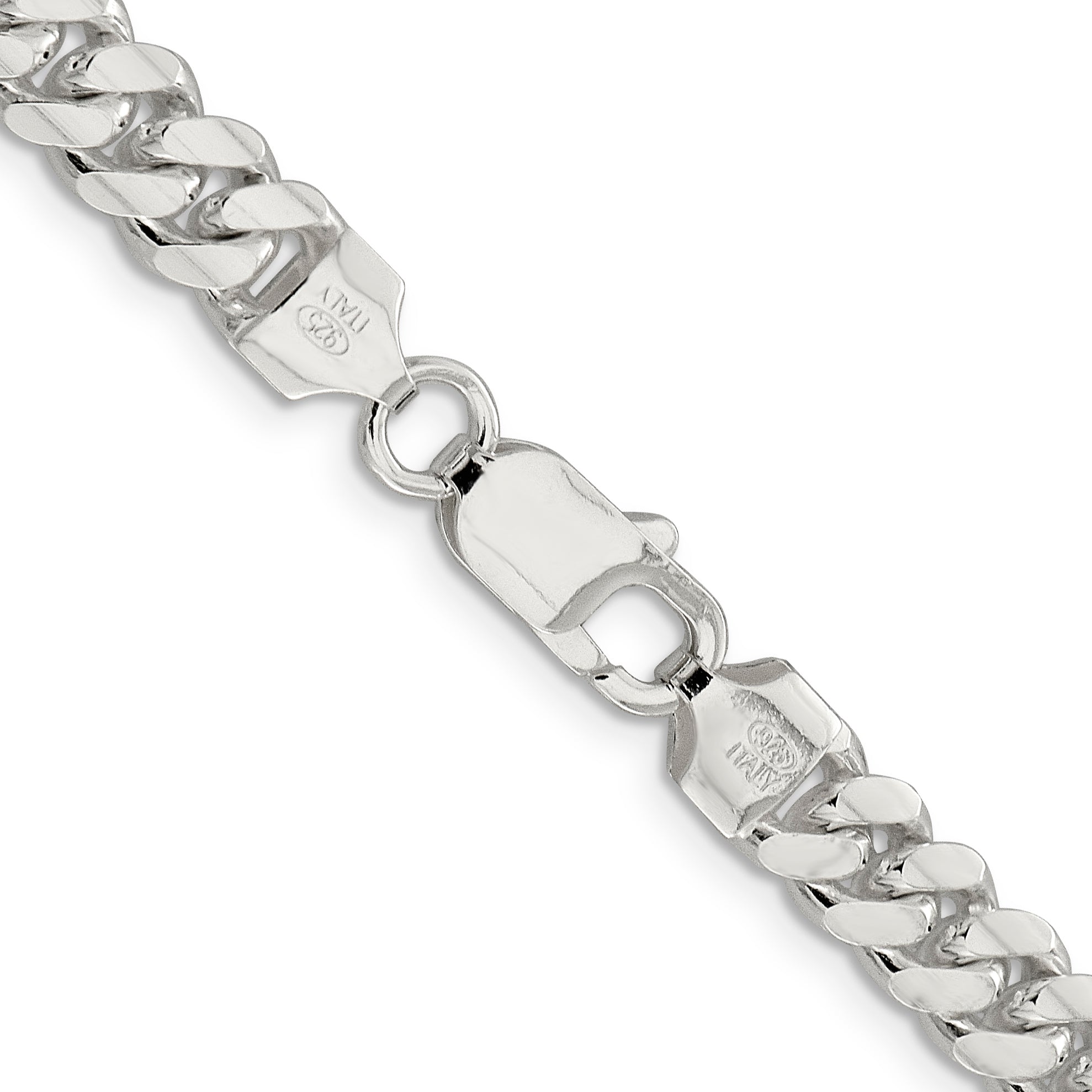 Sterling Silver 7.25mm Polished Domed Curb Chain