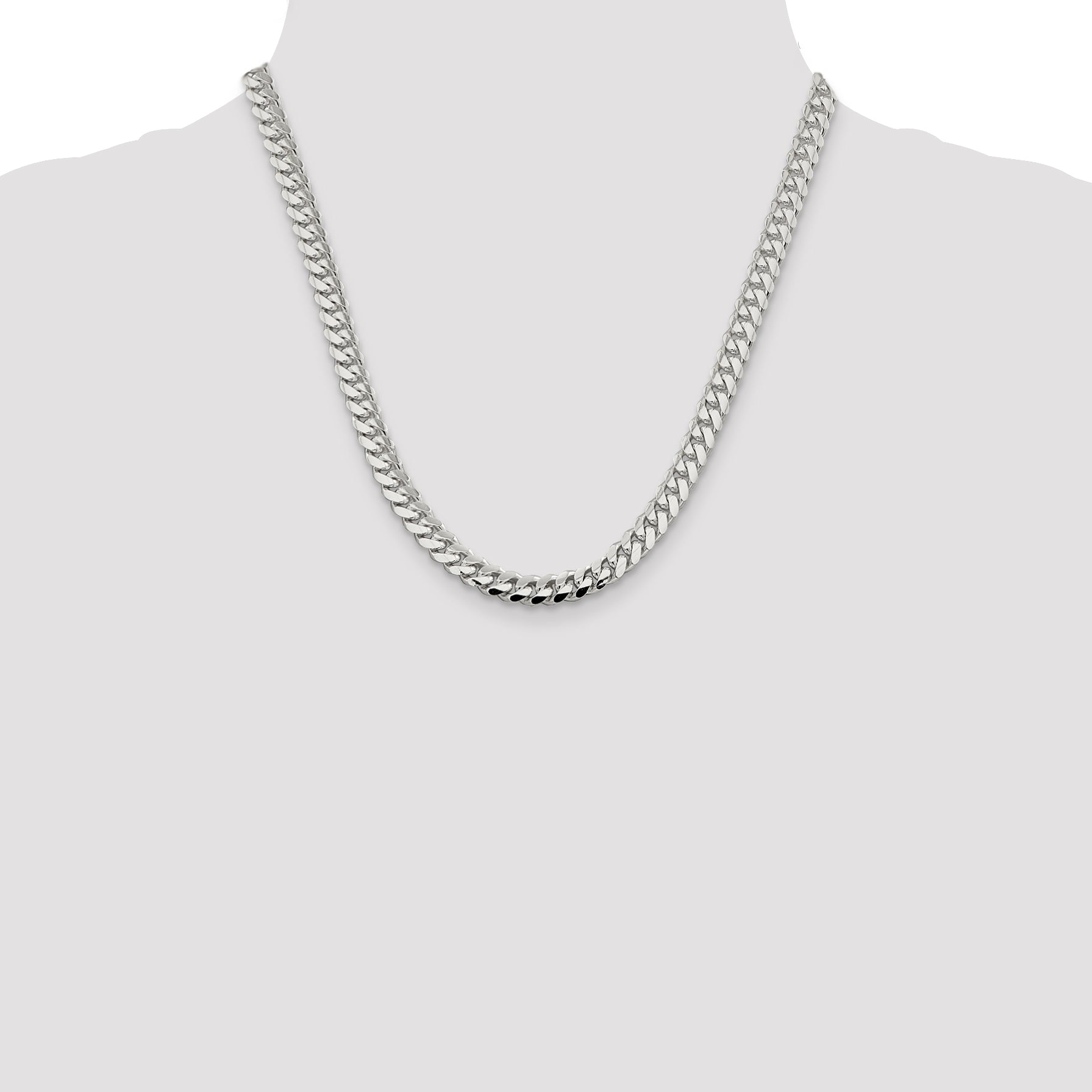 Sterling Silver 7.25mm Polished Domed Curb Chain