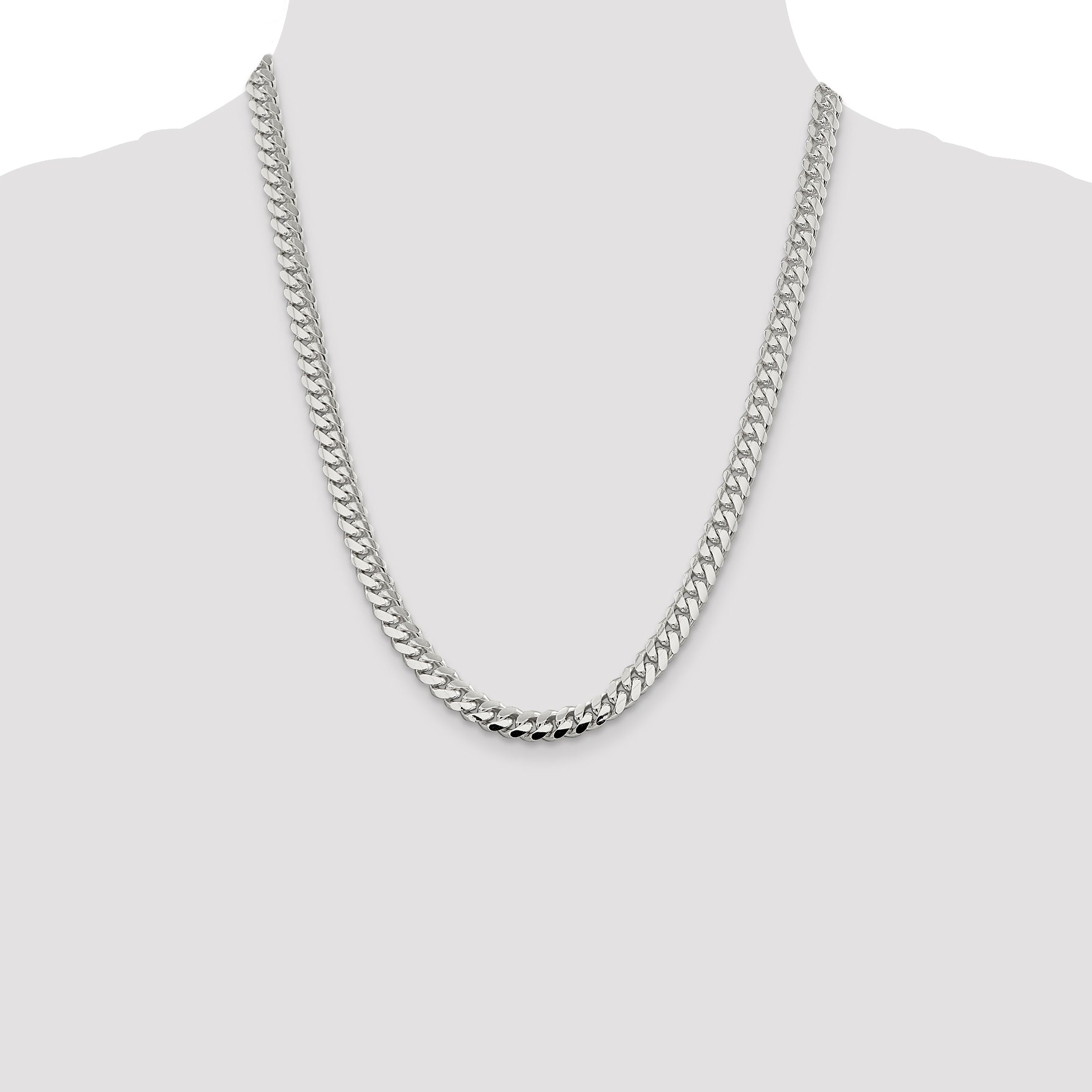 Sterling Silver 7.25mm Polished Domed Curb Chain