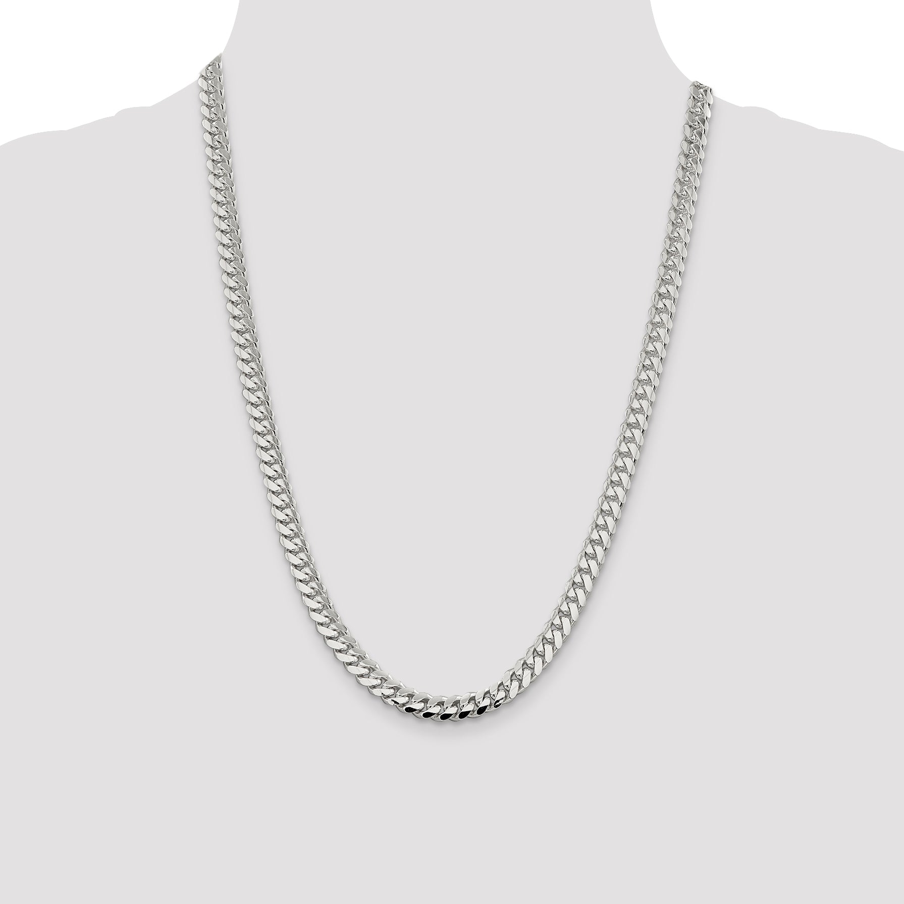 Sterling Silver 7.25mm Polished Domed Curb Chain