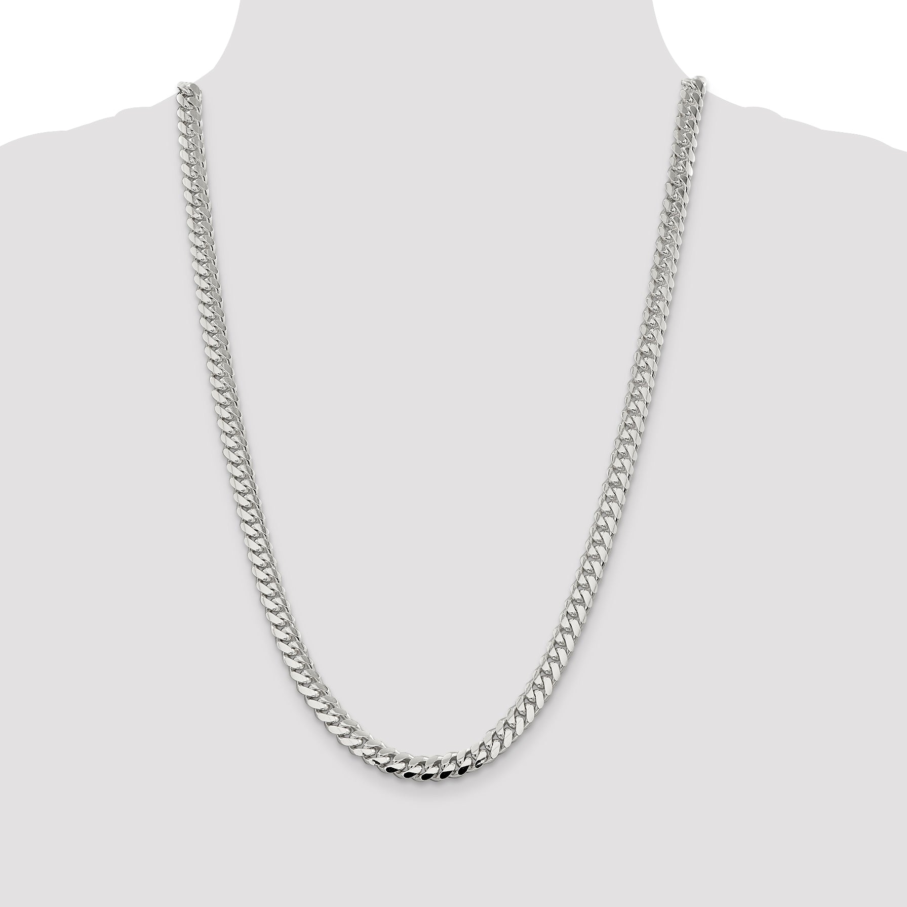 Sterling Silver 7.25mm Polished Domed Curb Chain