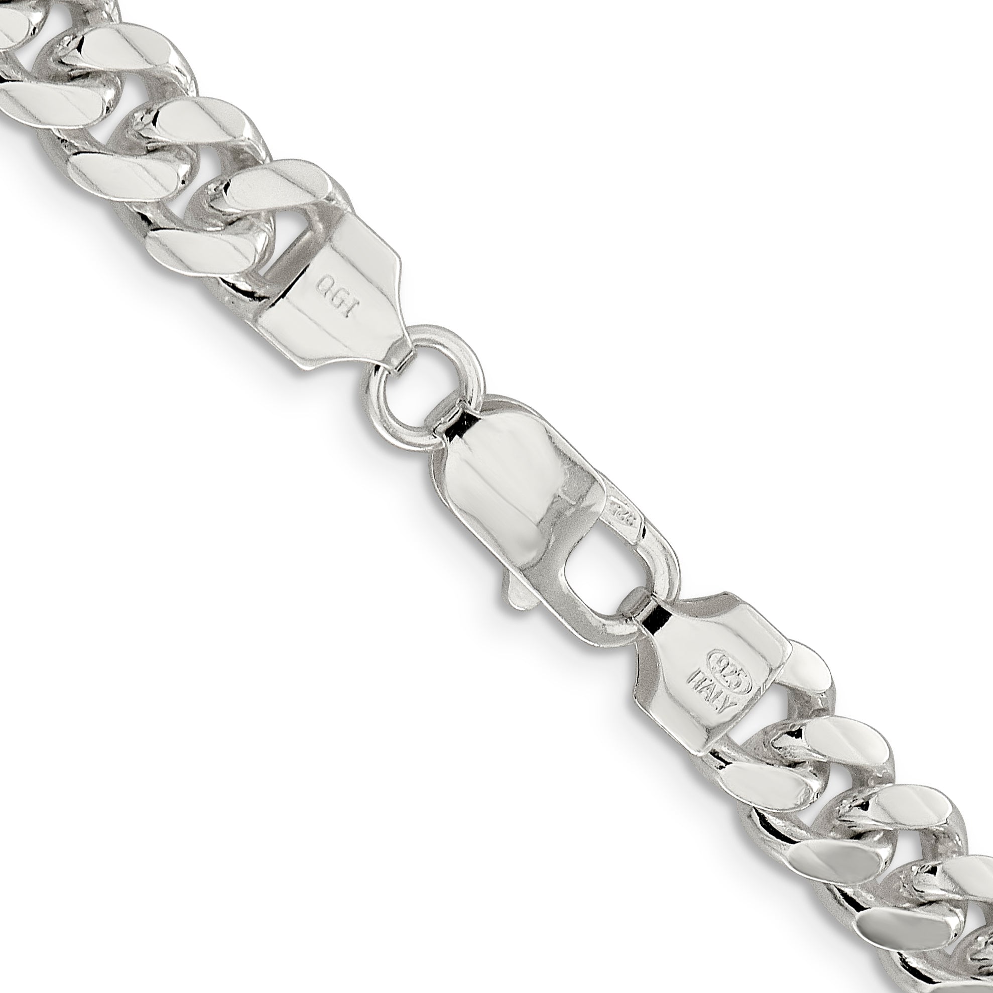 Sterling Silver 7.8mm Polished Domed Curb Chain