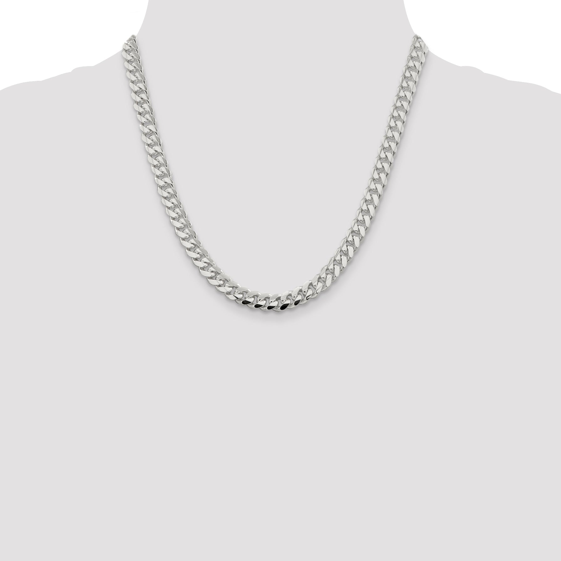 Sterling Silver 7.8mm Polished Domed Curb Chain