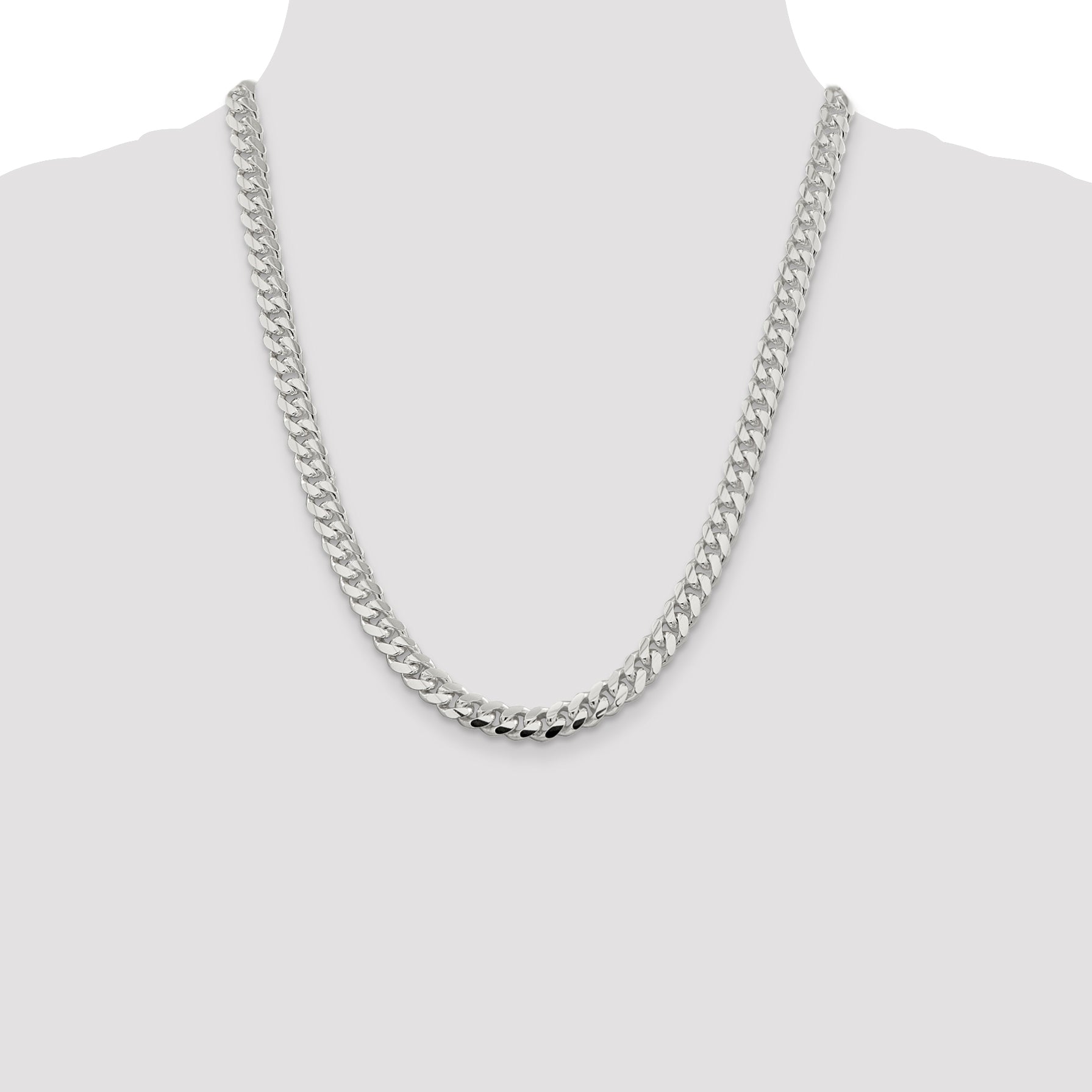 Sterling Silver 7.8mm Polished Domed Curb Chain