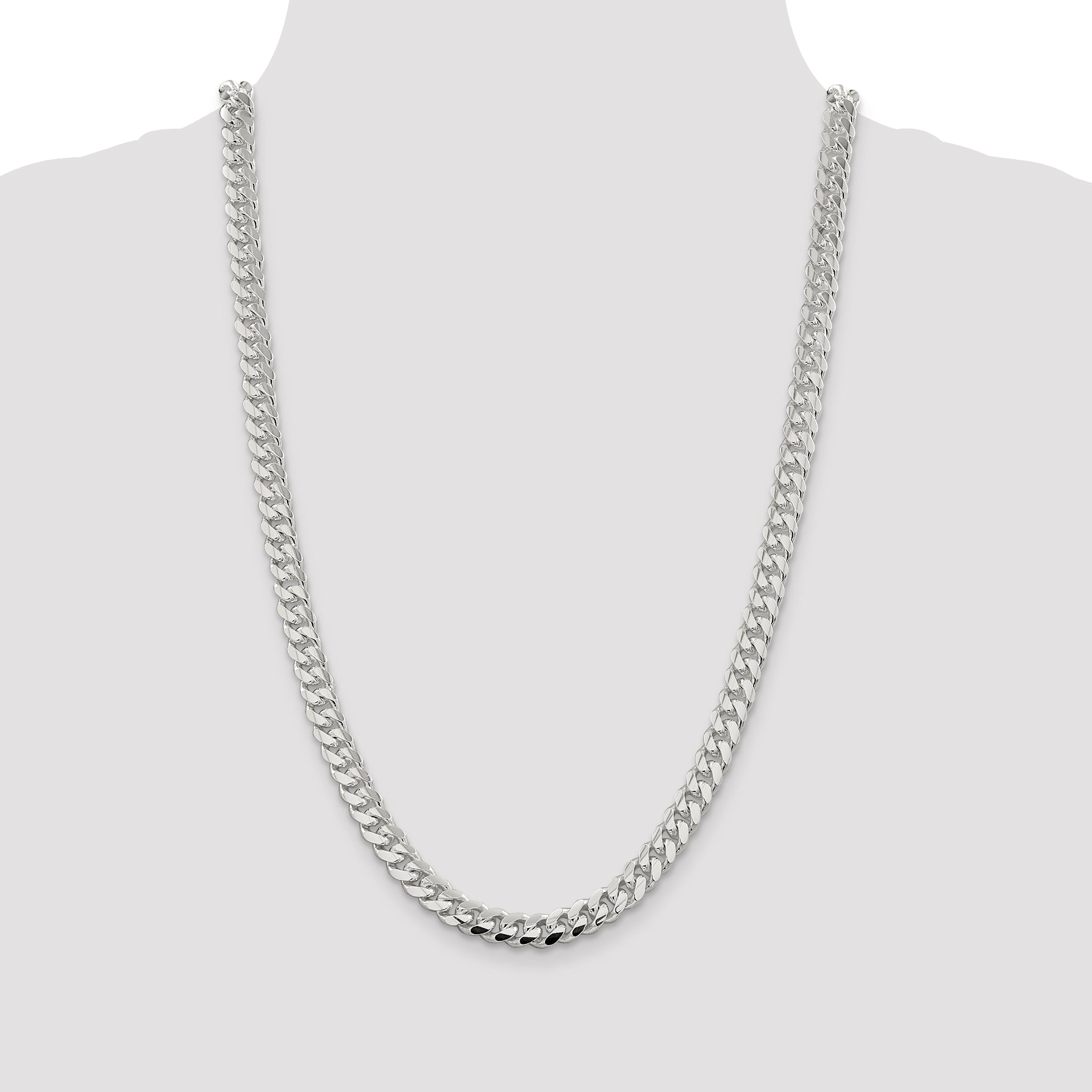 Sterling Silver 7.8mm Polished Domed Curb Chain