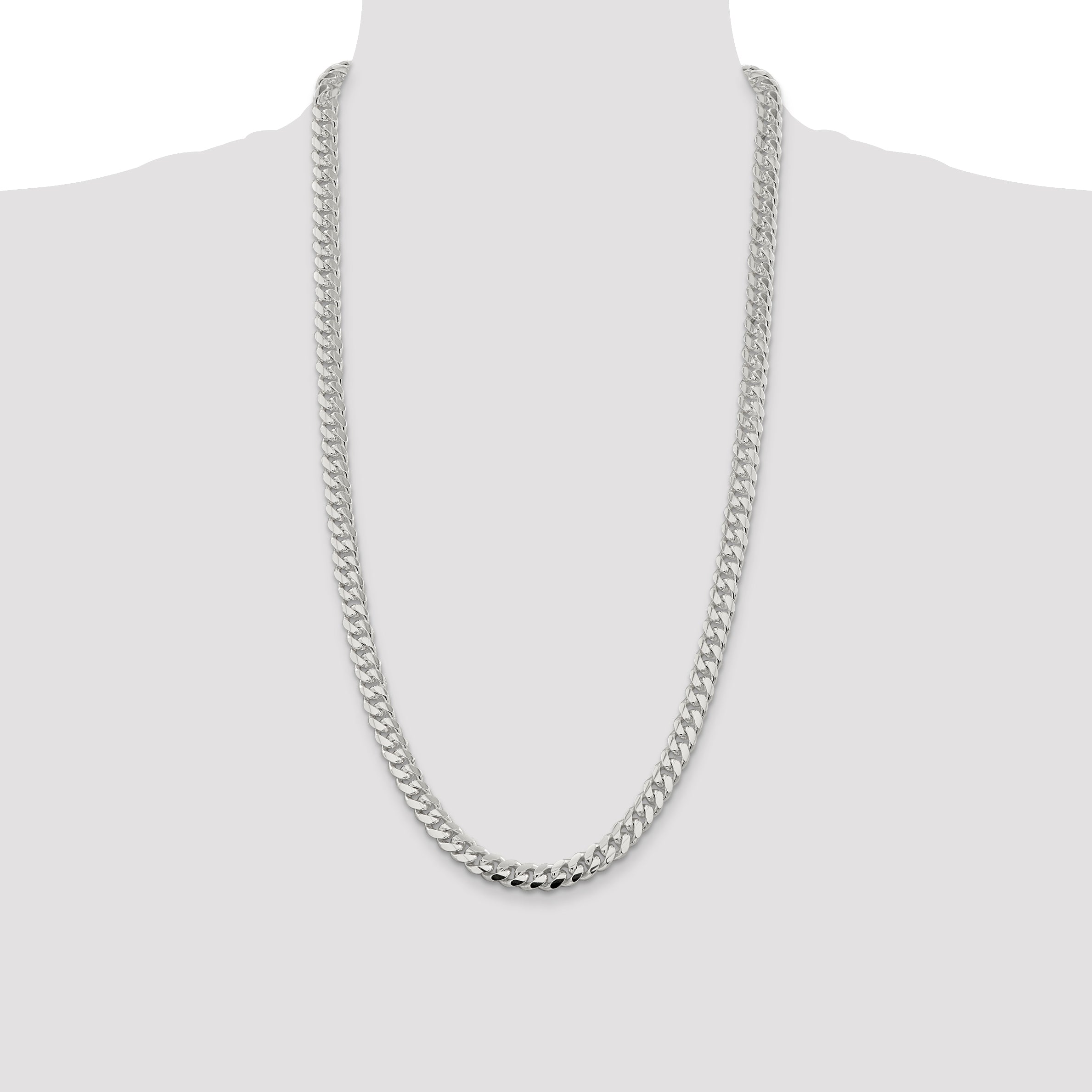 Sterling Silver 7.8mm Polished Domed Curb Chain