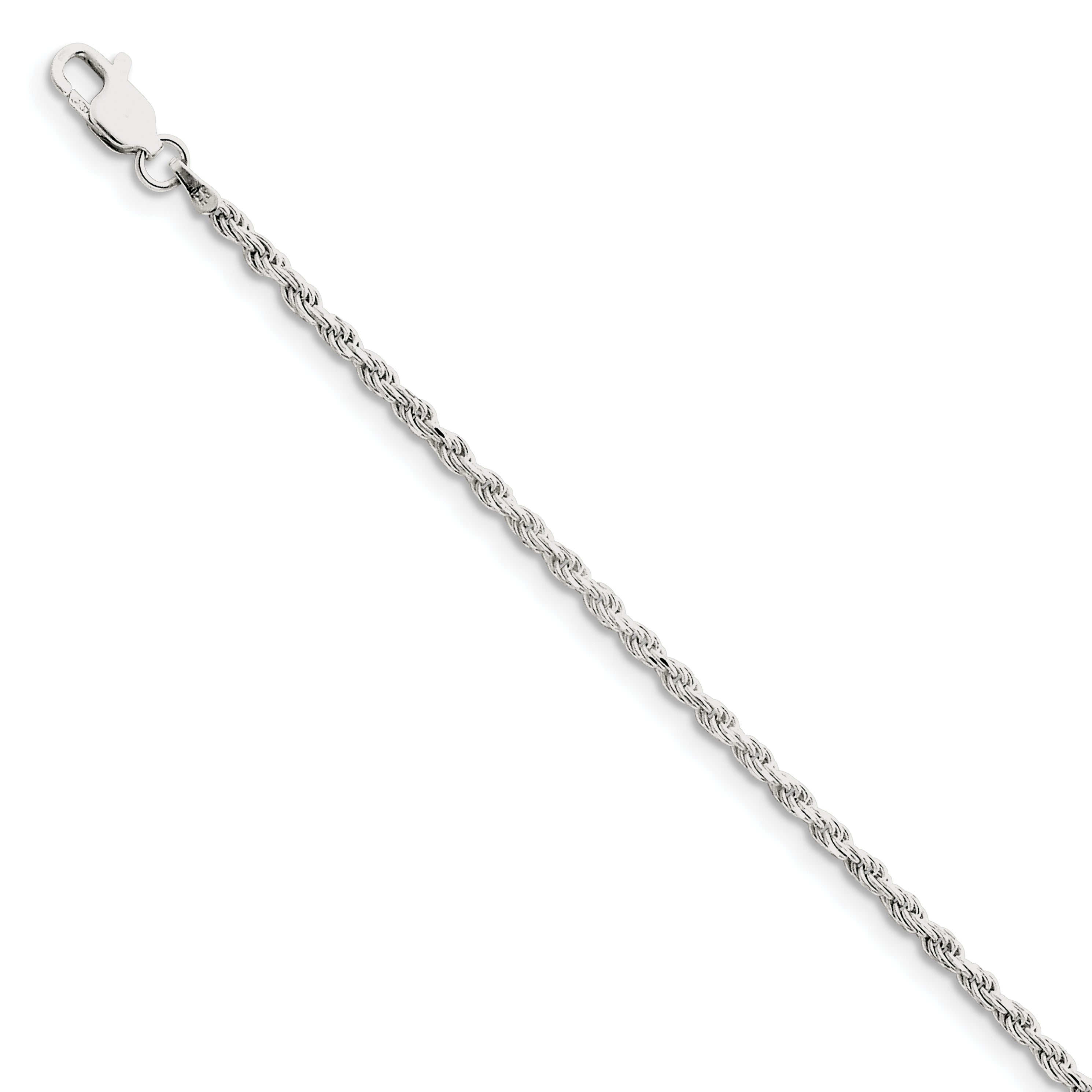 Sterling Silver 2.25mm Diamond-cut Rope Chain