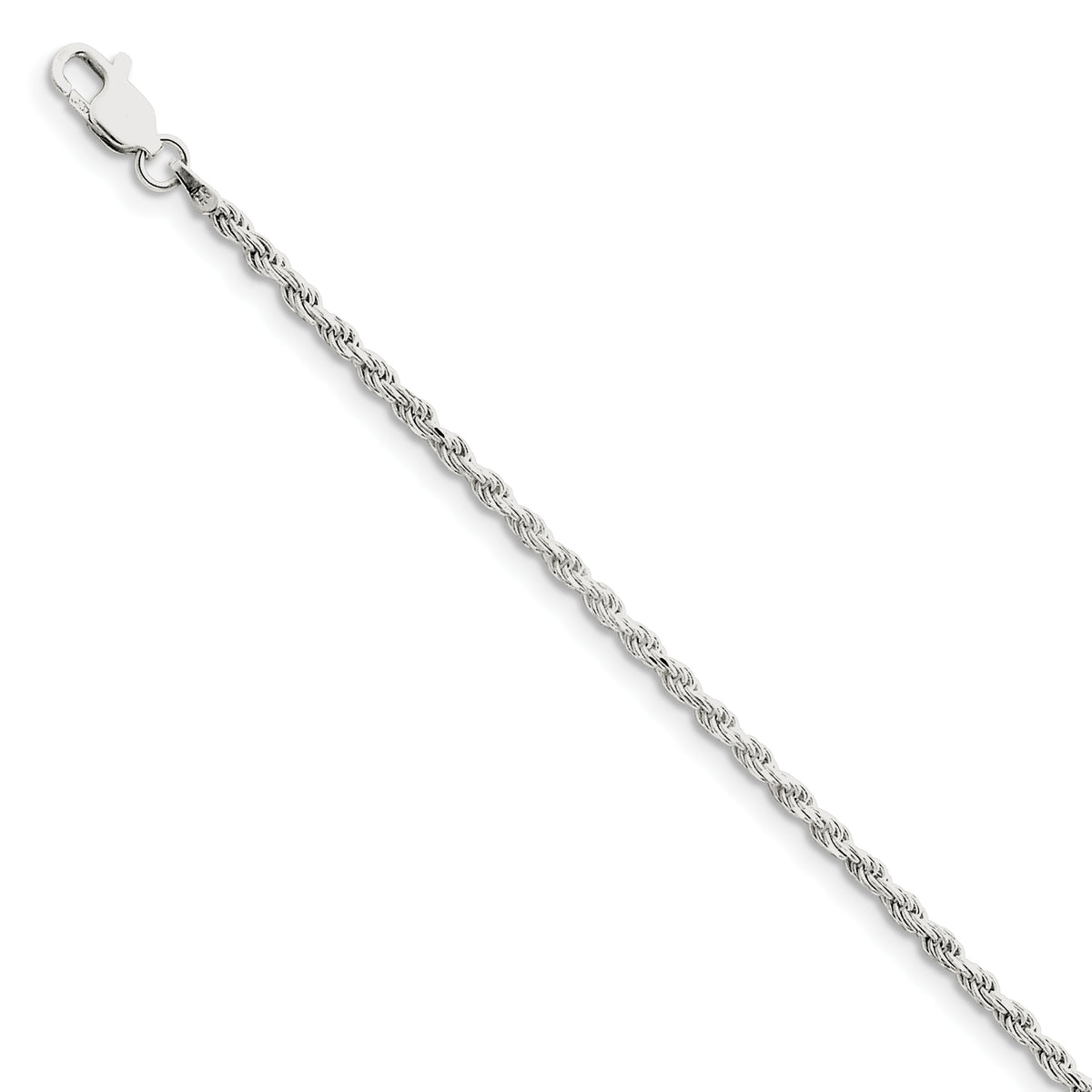 Sterling Silver 2.25mm Diamond-cut Rope Chain