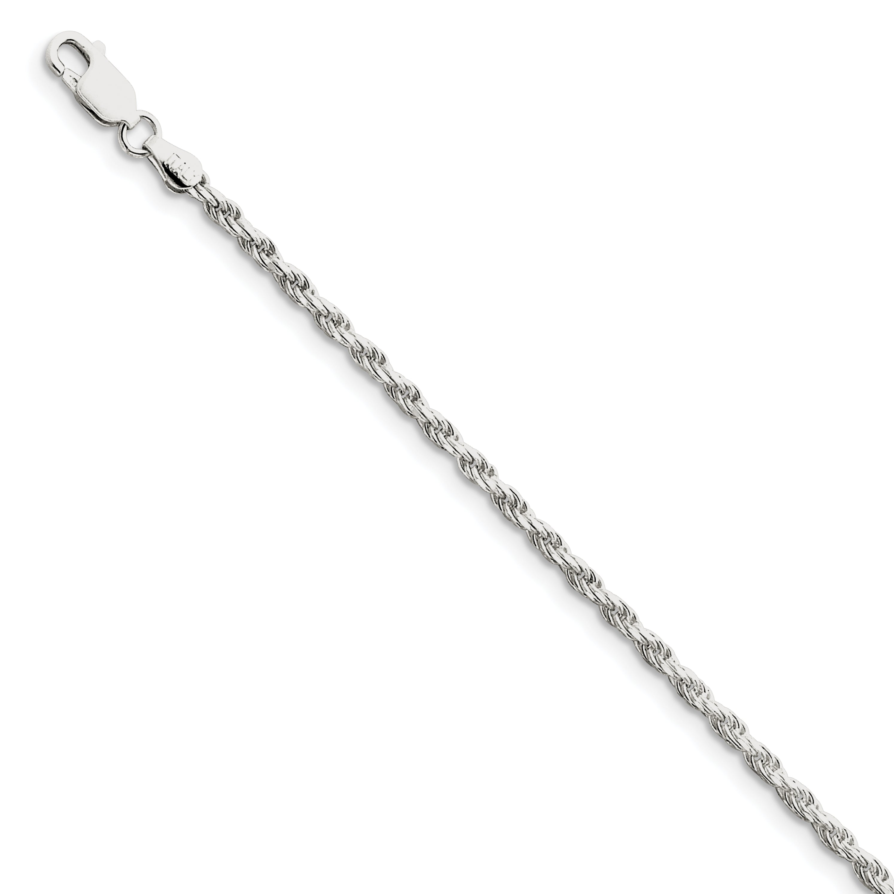 Sterling Silver 2.5mm Diamond-cut Rope Chain