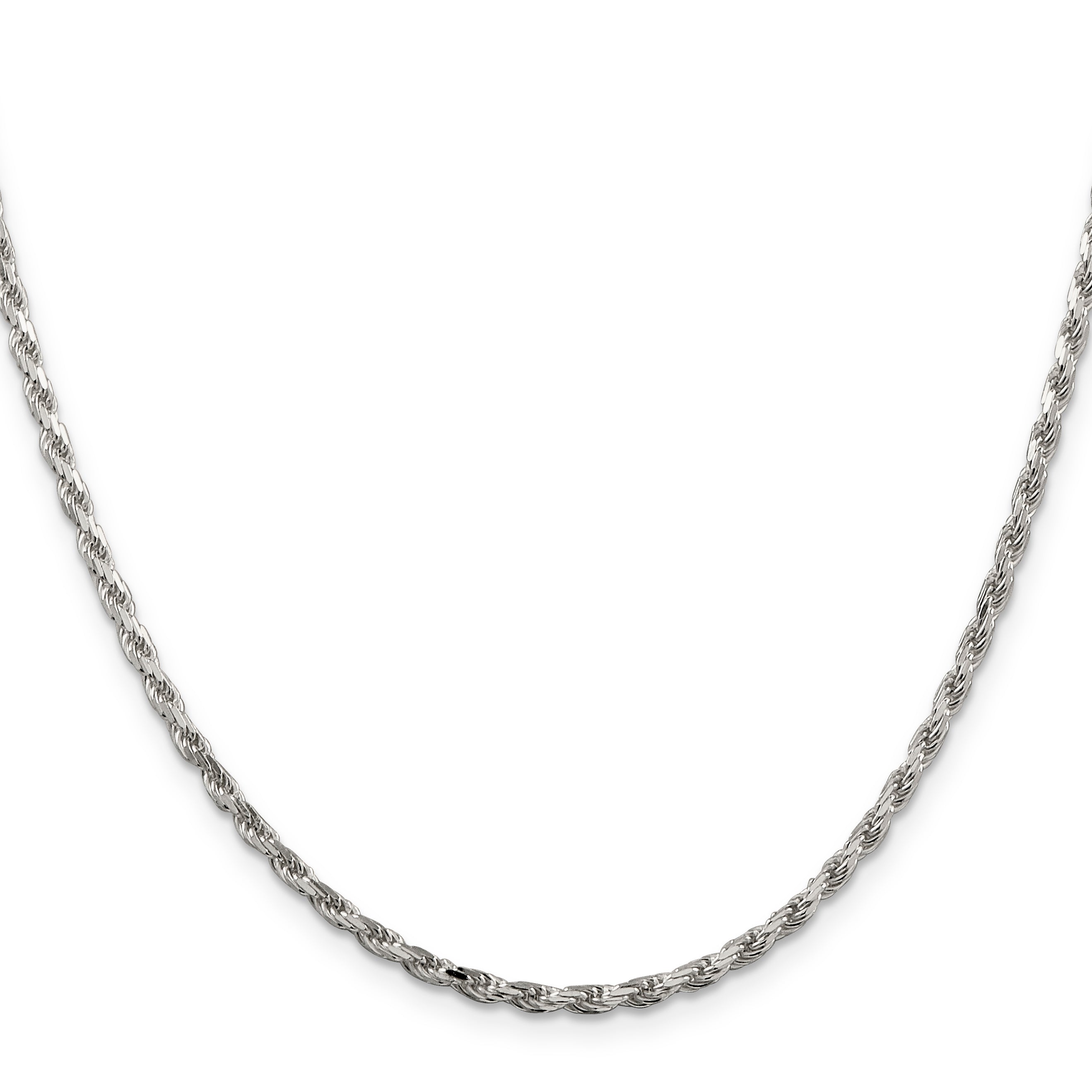 Sterling Silver Rhodium-plated 2.5mm Diamond-cut Rope Chain