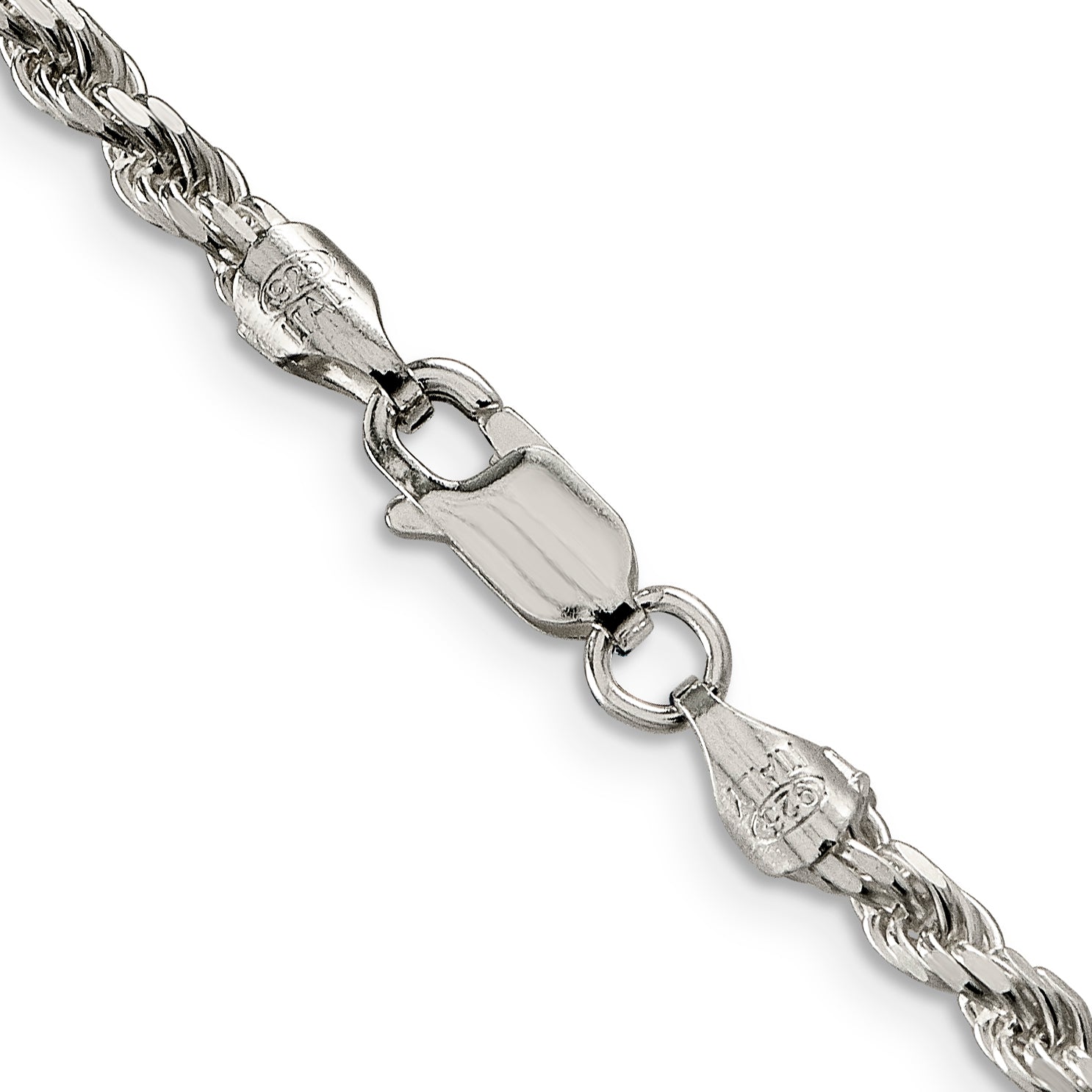 Sterling Silver 3mm Diamond-cut Rope Chain