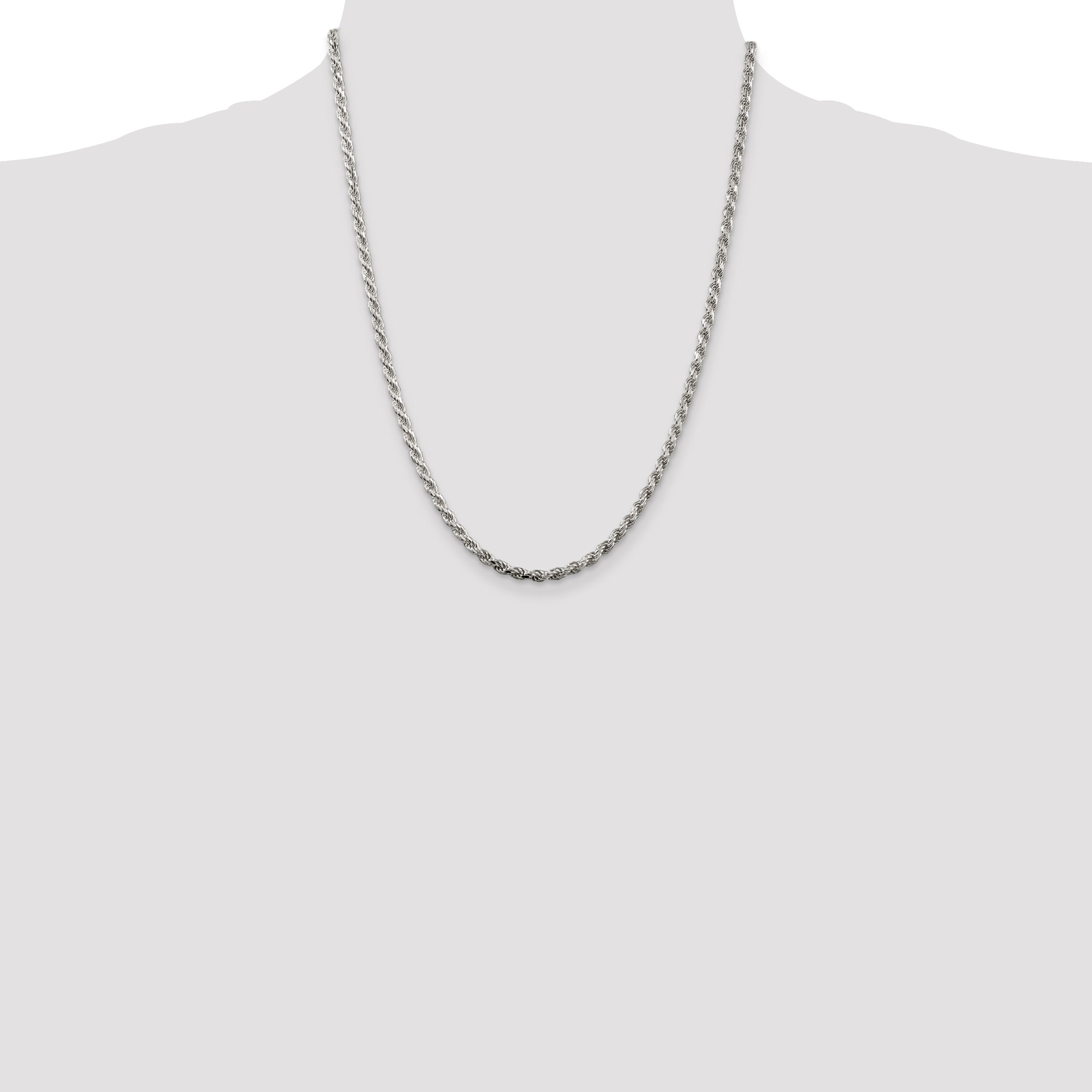 Sterling Silver 3mm Diamond-cut Rope Chain