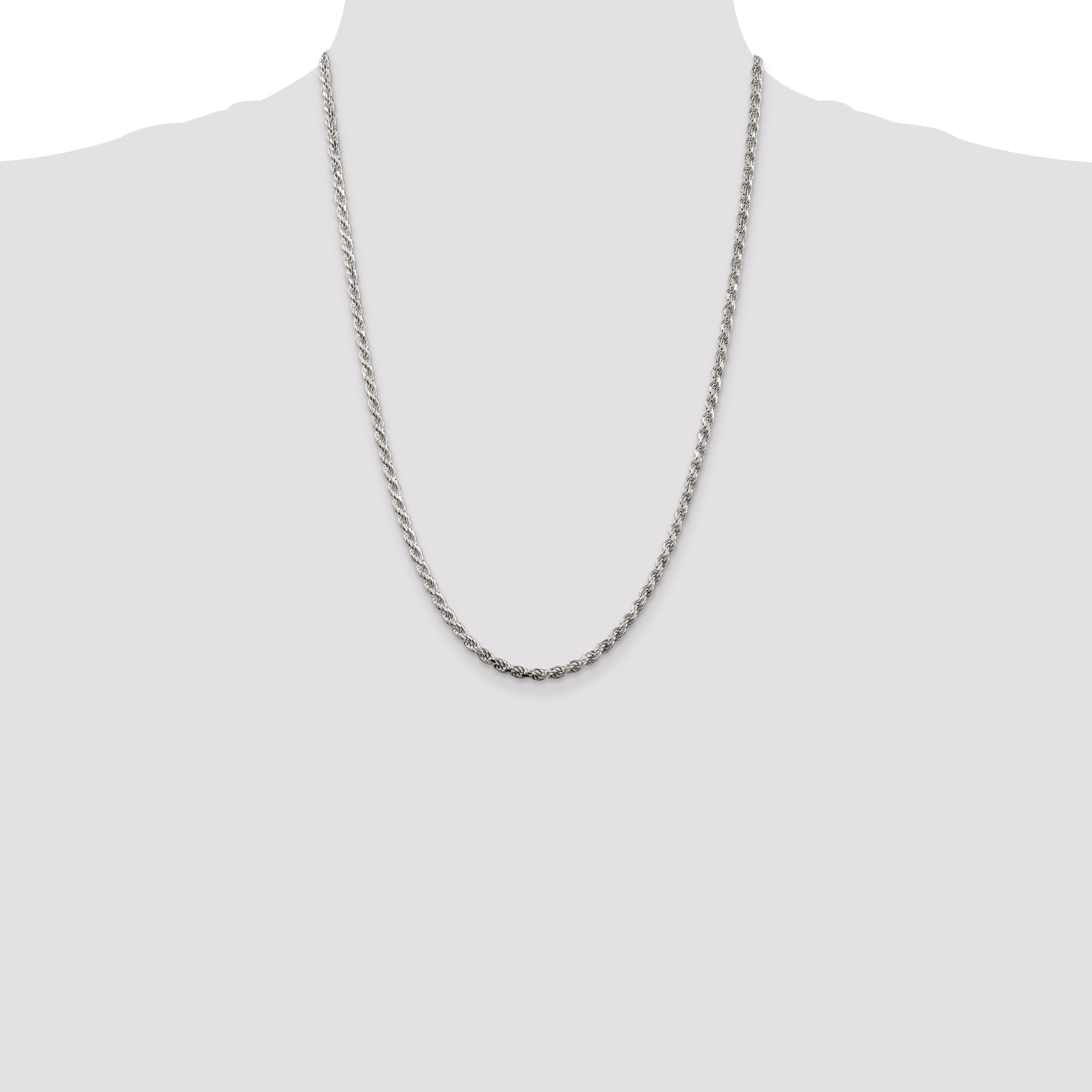 Sterling Silver 3mm Diamond-cut Rope Chain